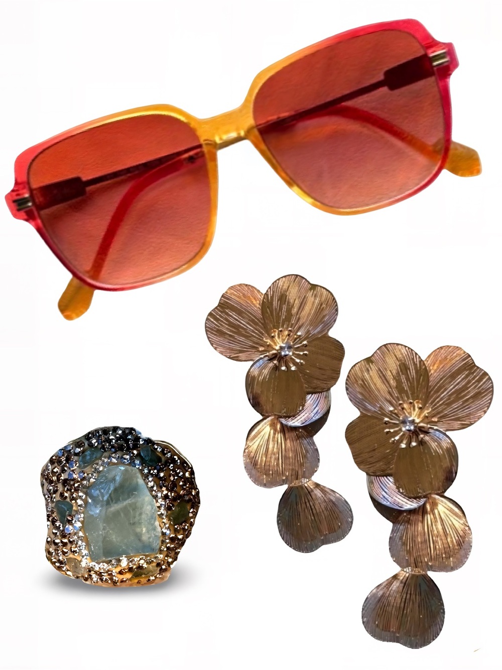🍹Sunset Cocktail Vibes: Earrings, Euphoria Shades, & Chunky Cocktail Ring